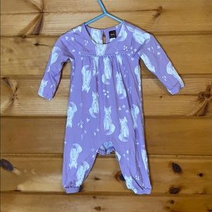 Tea Collection purple & white cat romper